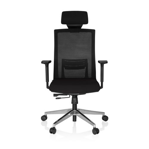 Hjh skrifstofustóll Captiva tölvusæti með áklæði og möskvabaki, svartur, á lager 