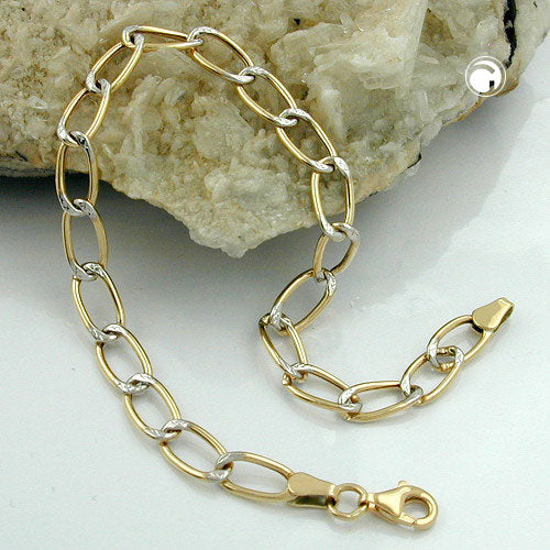 Armband 5,5 mm breitt tvílit brynja úr 9 karata gulli 19 cm