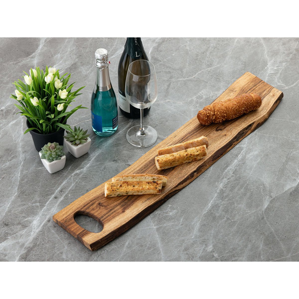 Wooden serving board/decorative tray - Thor - 70x15cm - solid acacia