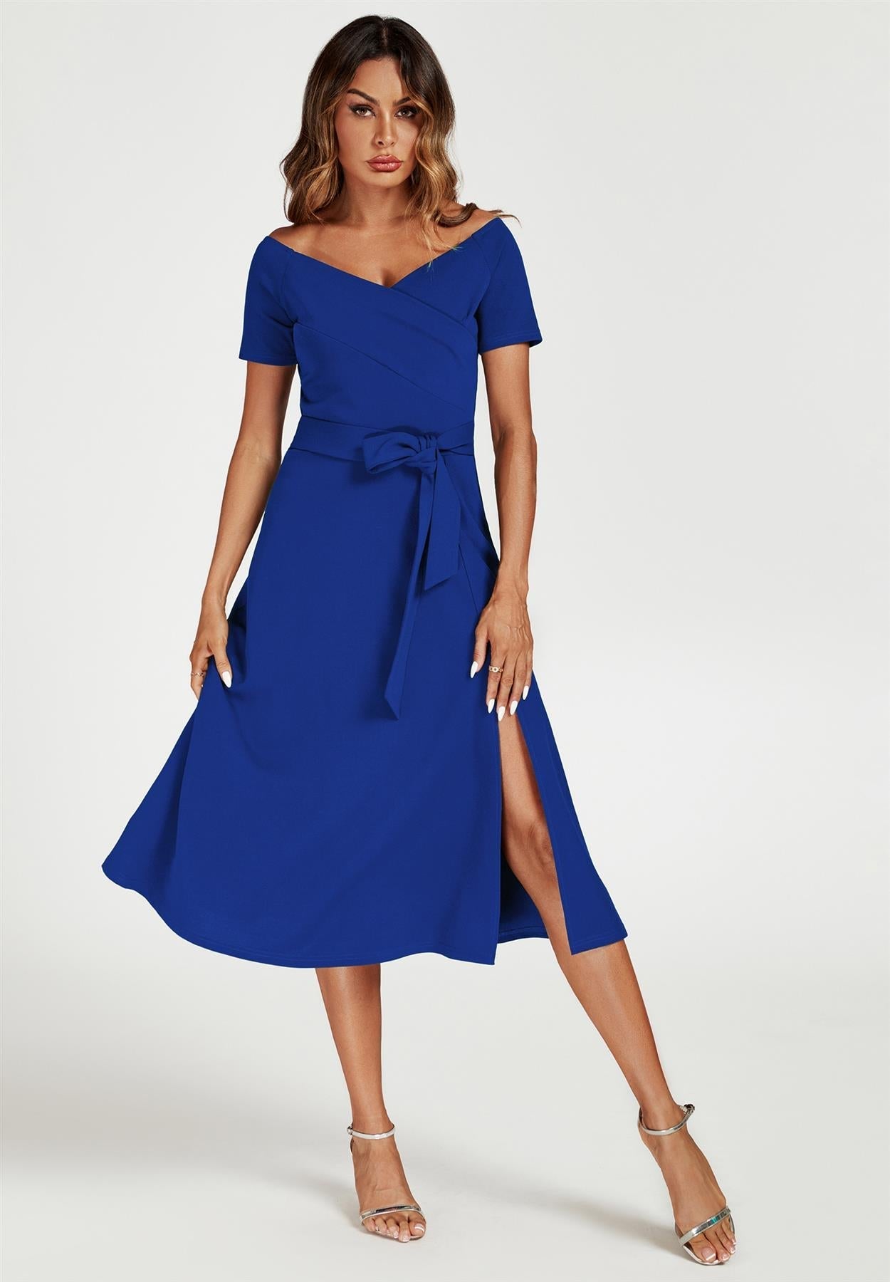 Bardot Midi Dress In Royal Blue