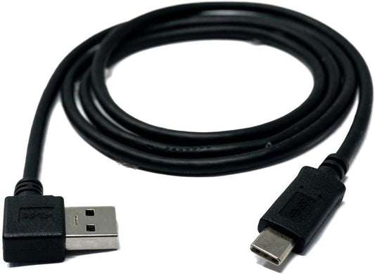 SYSTEM-S USB 3.1 snúra 1 m Tegund C karlkyns í 3.0 Tegund A karlkyns vinklaður (vinstri) í svörtu
