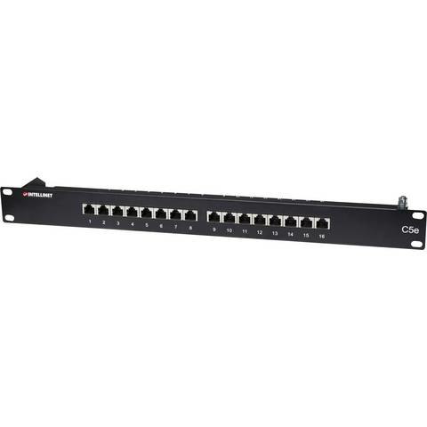 B-stock Intellinet 16-port network patch panel, 19" rackmount, Cat5e shielded patch network