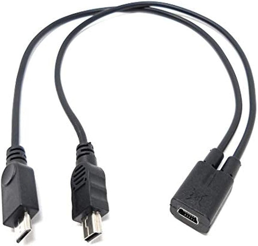 SYSTEM-S USB 2.0 Y cable 25 cm Mini B female to Mini B and Micro B male adapter