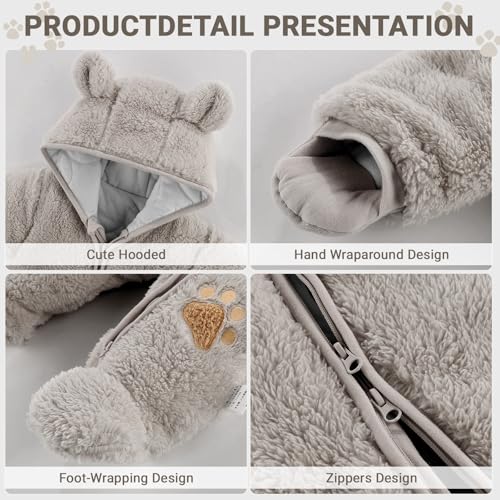 Barnasnjógallar Vetrargallar með hettu úr flís, hlýir gallar fyrir stelpur og stráka - Stærð 0-3 mánaða (59 cm), gulur 