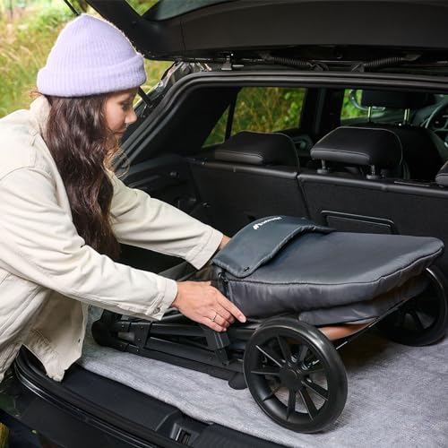 Bebeconfort Luvia Trio, 3-í-1 barnavagn, 0–4 ára (0–22 kg), barnavagn, ungbarnabílstóll, burðarrúm, snjallt samanbrjótanlegt kerfi, stillanlegt stýri, höggdeyfandi hjól, steinefnagrafít