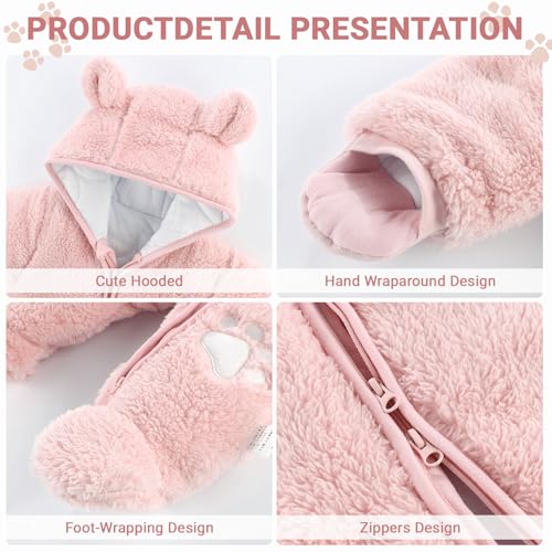 Barnasnjógallar Vetrargallar með hettu úr flís, hlýir gallar fyrir stelpur og stráka - Stærð 0-3 mánaða (59 cm), gulur 