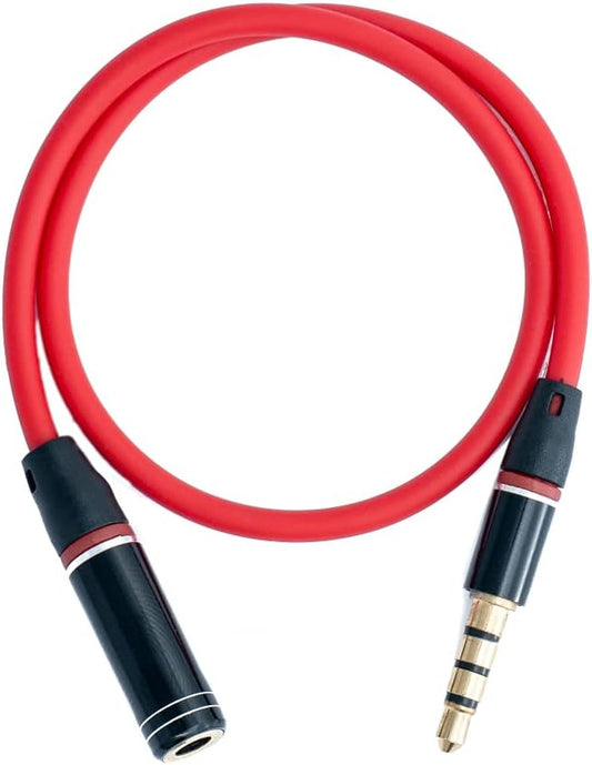 SYSTEM-S Audio Kabel 30 cm 3,5 mm Stereo Klinke Stecker zu Buchse Rot