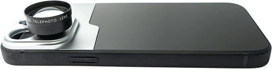 SYSTEM-S Zoom Linse 3x Tele Objektiv Filter mit Hülle in Schwarz für iPhone 14 Pro Max