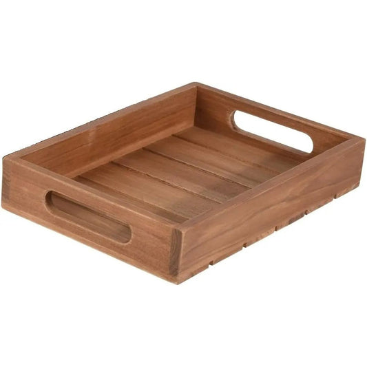 Tablett Serviertablett Holz Teak braun Holztablett Deko Dekotablett