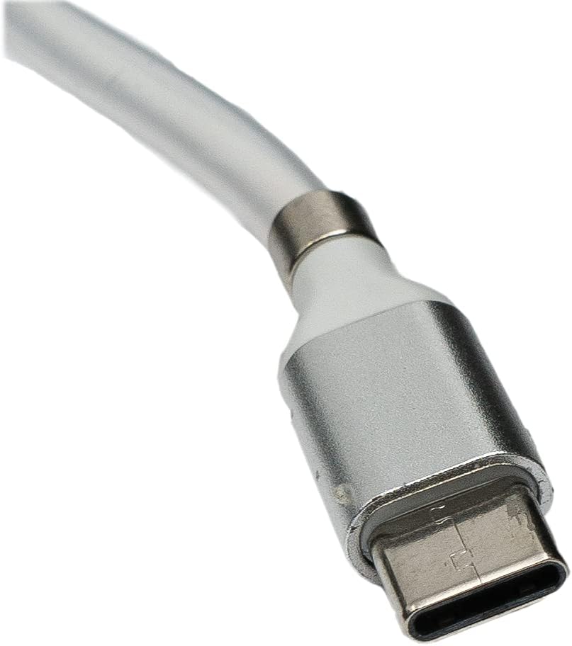 SYSTEM-S USB 3.1 self-retracting cable 1 m Type C male to 2.0 Type A male in white