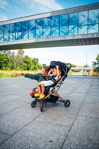 MoMi ESTELLE barnavagn fyrir börn frá 6 mánaða aldri (allt að 15 kg), samanbrjótanleg barnavagn með 5 punkta öryggisbelti, innkaupakörfu með útfellanlegri virkni, sjónaukahandfangi