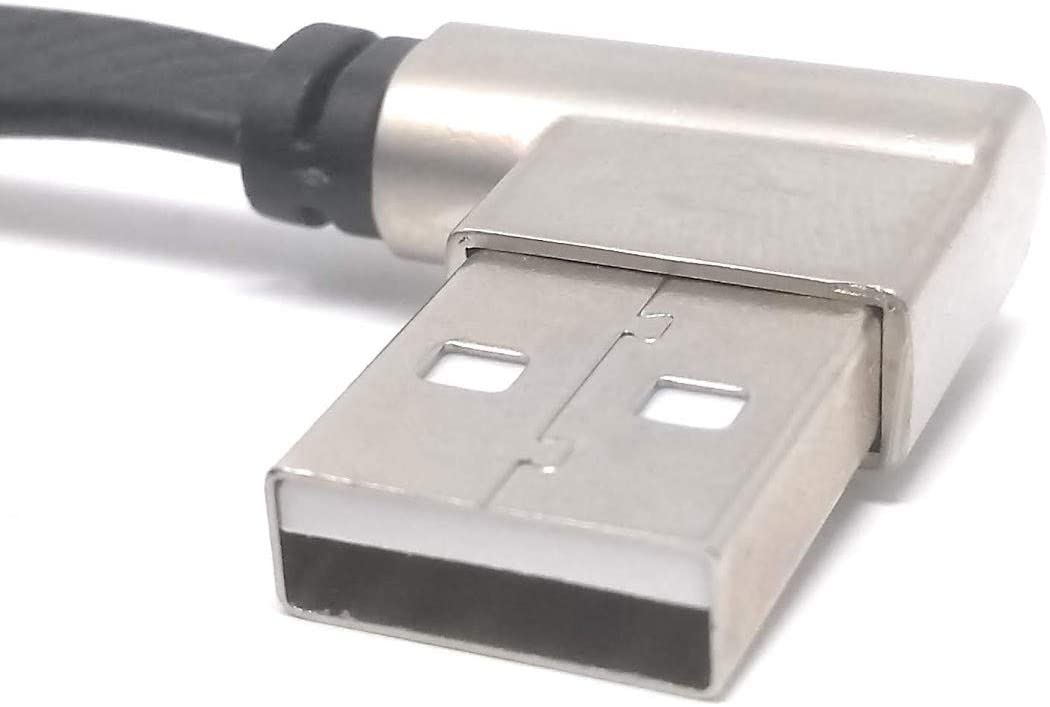 System-S USB 3.1 Type C snúra með skásettu málmtengi, flatt borði, 123 cm, svart 