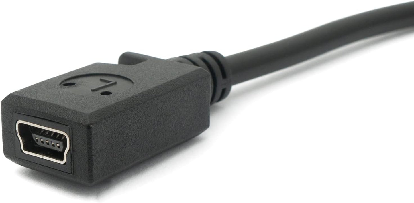 System-S USB 3.1 snúra 30 cm Type C karlkyns í 2.0 Mini B kvenkyns 180° horn í svörtu