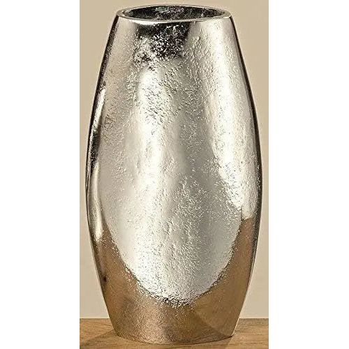 Dekovase Vase silber Metall oval Deko Metallvase Tischdeko Aluminium m
