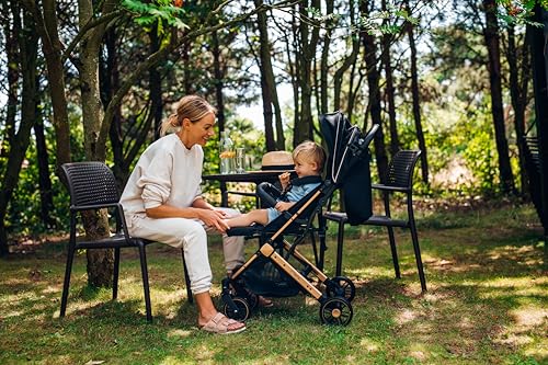 MoMi ESTELLE barnavagn fyrir börn frá 6 mánaða aldri (allt að 15 kg), samanbrjótanleg barnavagn með 5 punkta öryggisbelti, innkaupakörfu með útfellanlegri virkni, sjónaukahandfangi