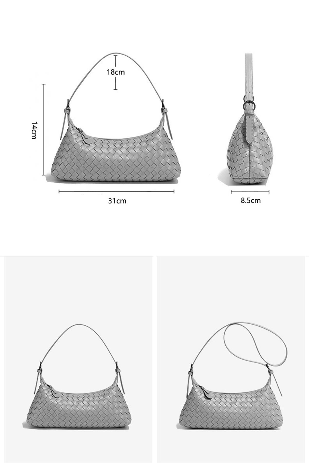 Fléttuð axlarhandtaska í hvítu