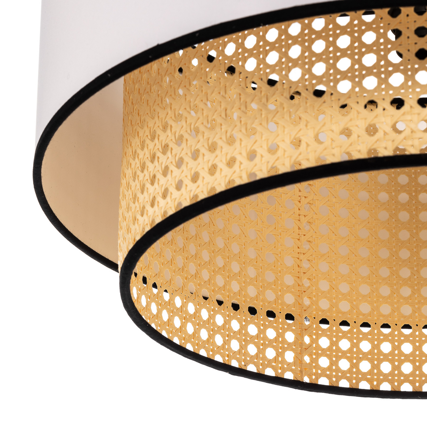 B-flokks loftljós Boho rotting textíl beige hvítt loftlampi lampi ljóspunktur