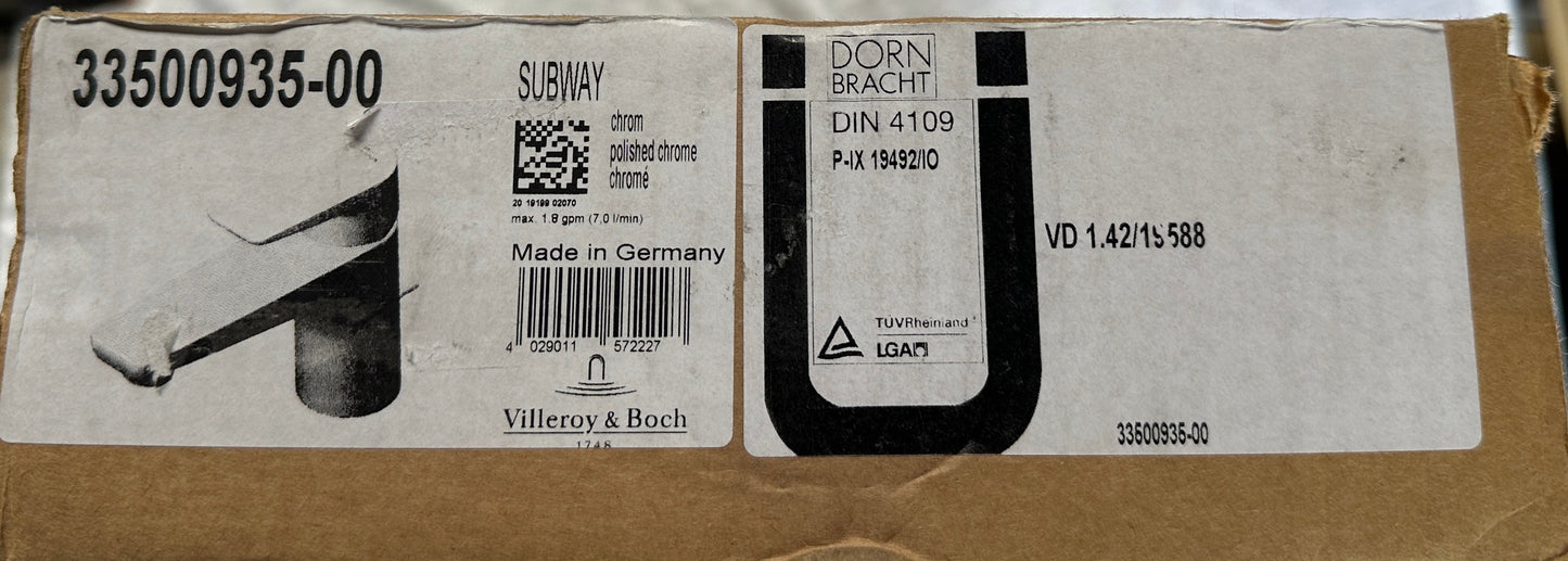 Villeroy & Boch „SUBWAY“ Waschtisch-Einhebelmischer mit Ablaufgarnigur (chrom)