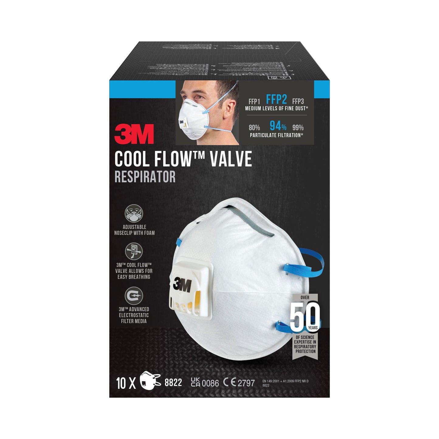 3M™ Cool Flow™ Partikelmaske 8822, FFP2, mit Ventil