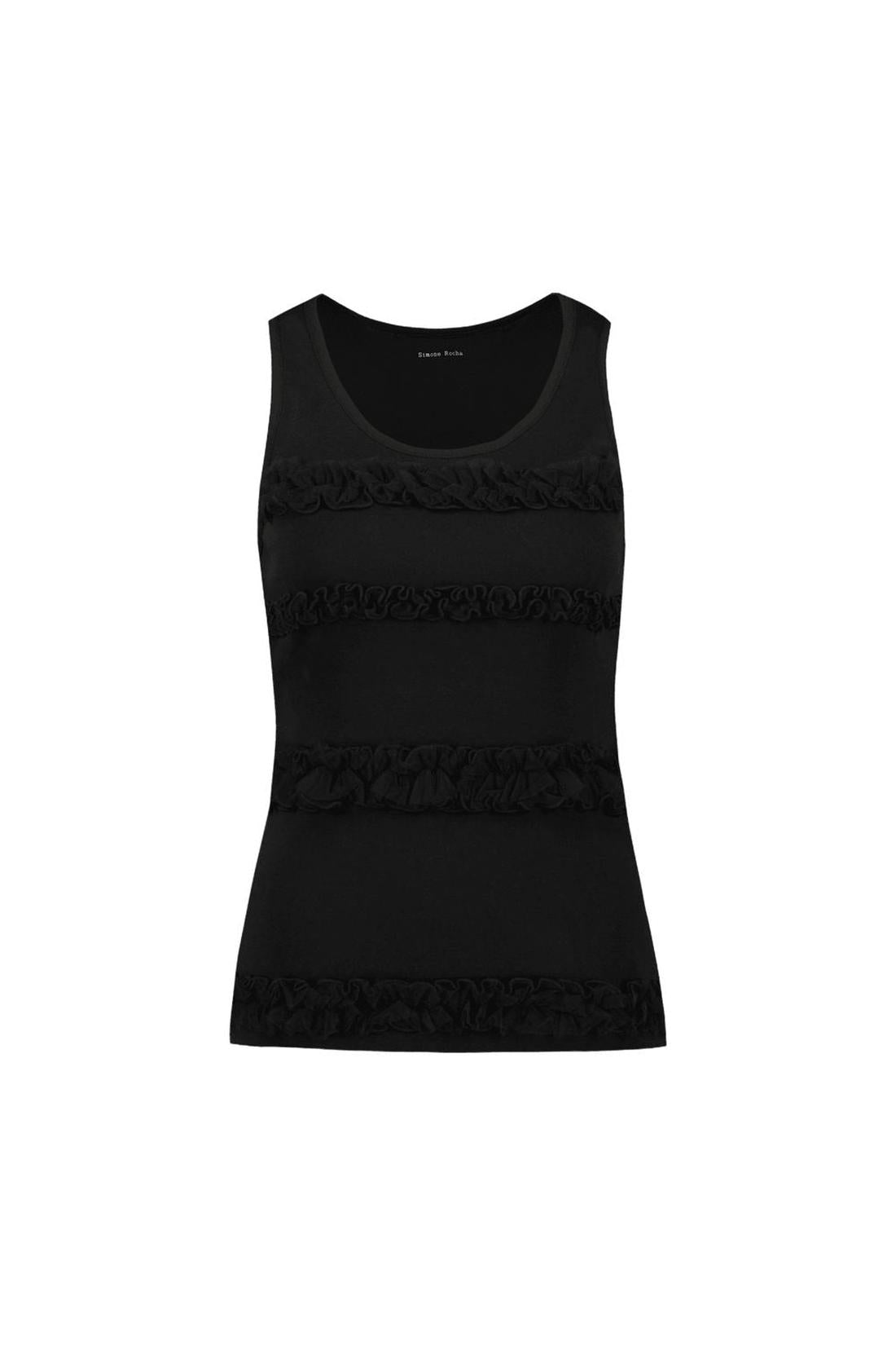 Fitted Ruffle Frill T-Shirt - Simone Rocha - Baumwolle - Schwarz