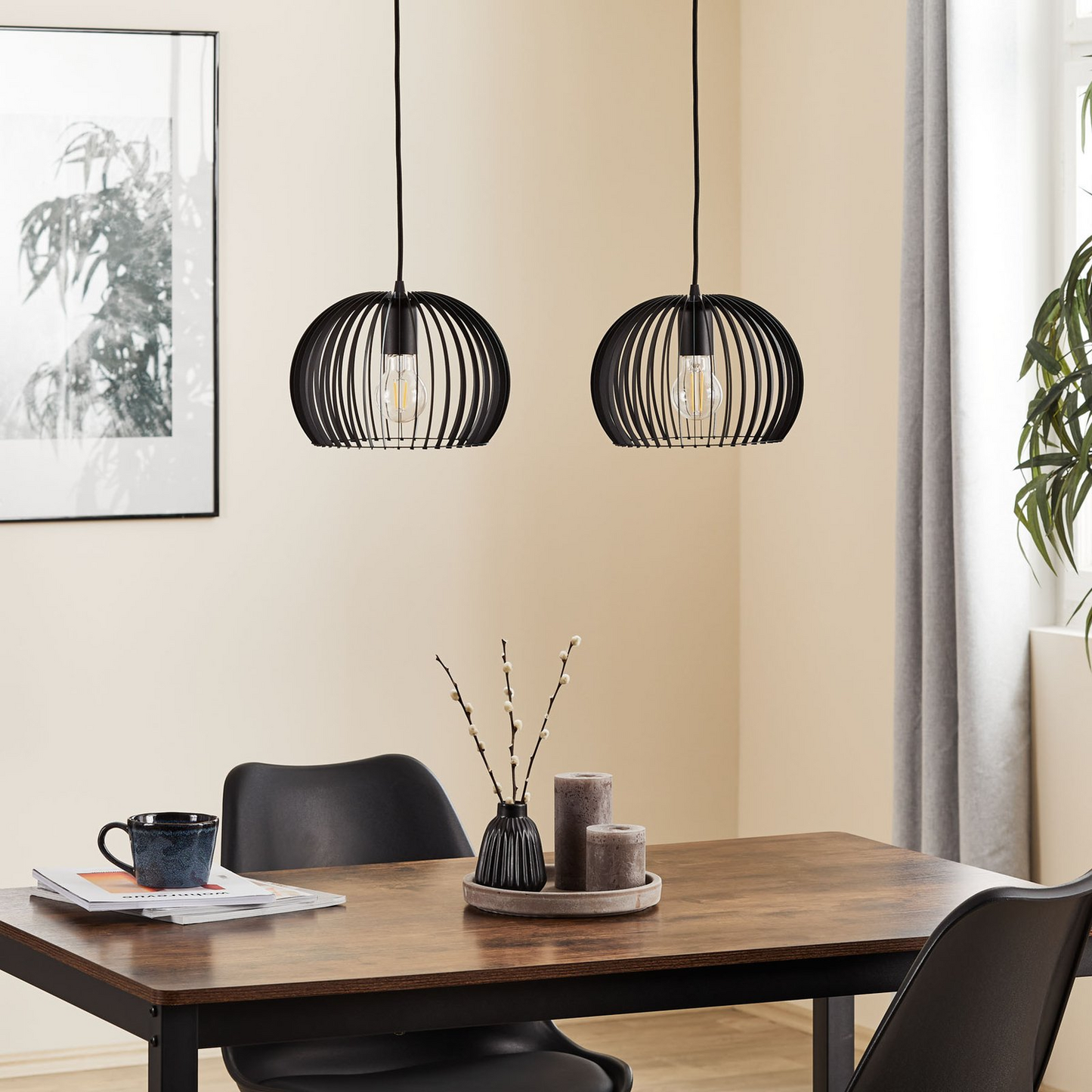 B-stock Euluna pendant light Larus black steel 2 bottles. Hanging lamp ceiling lamp lamp E27 