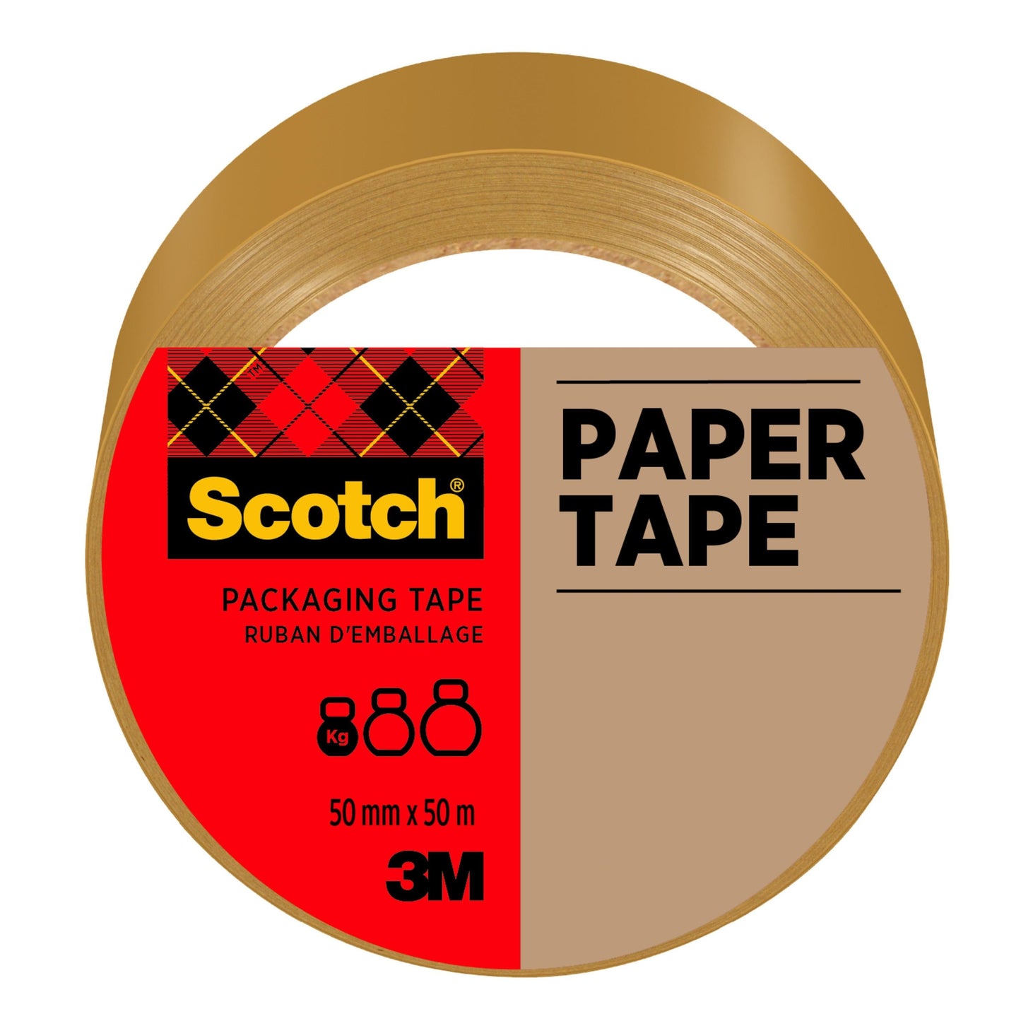 Scotch® Verpackungsklebeband aus Papier, Braun, 50 mm x 50 m, 1 Rolle/Packung | Packung (1 Rolle)