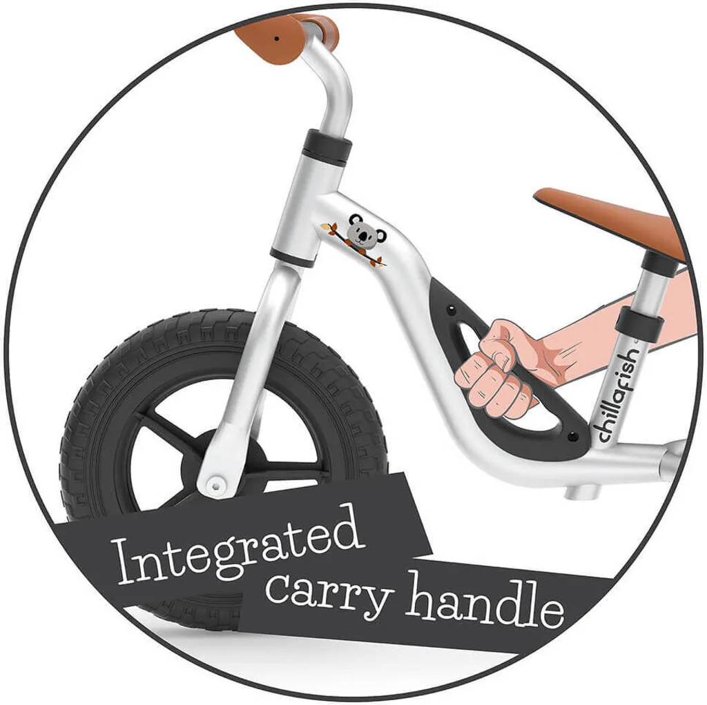 B-flokks Chillafish Charlie jafnvægishjól, barnahjól, 10 tommu hjól, silfurlitað