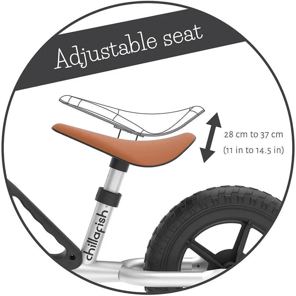 B-flokks Chillafish Charlie jafnvægishjól, barnahjól, 10 tommu hjól, silfurlitað