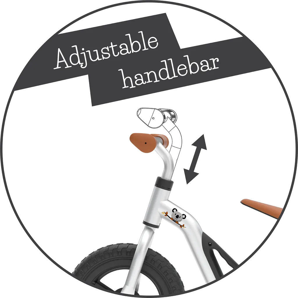 B-flokks Chillafish Charlie jafnvægishjól, barnahjól, 10 tommu hjól, silfurlitað