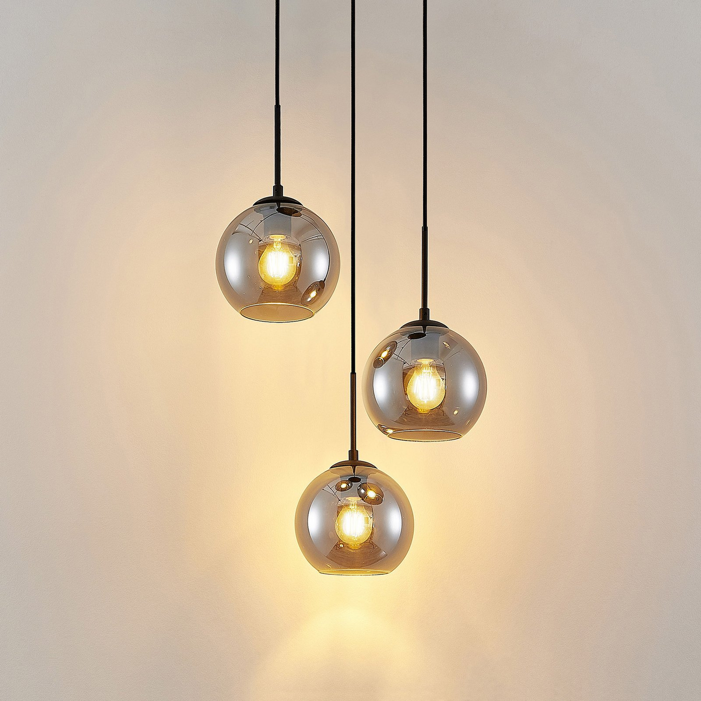 B-grade Lindby Jurian pendant light, hanging lamp, ceiling lamp, 3-bulb E27, Black 942 