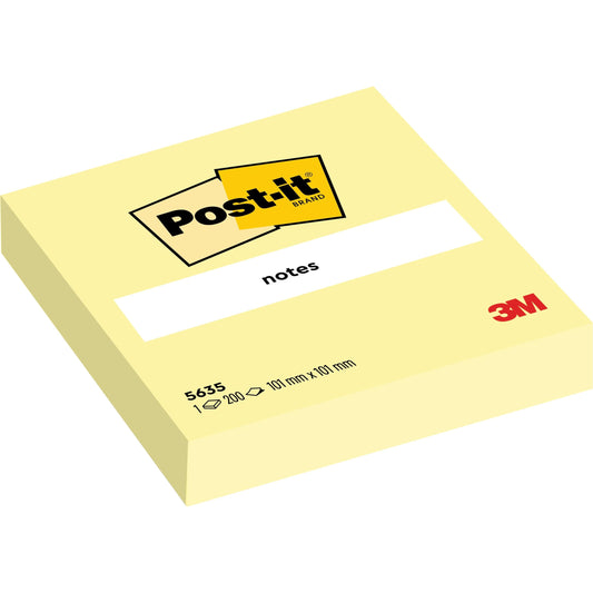 Post-it® Notes, Gelb, 101 mm x 101 mm, 200 Blatt/Block, 1 Block/Packung, 100% PEFC, SGSCH-PEFC-COC-110078 | Packung (1 Stück)