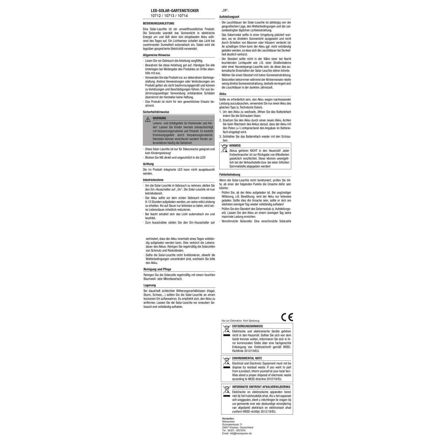 Solarleuchte SKY Solar Solarlampe schwarz Metall Höhe 90 cm Welle