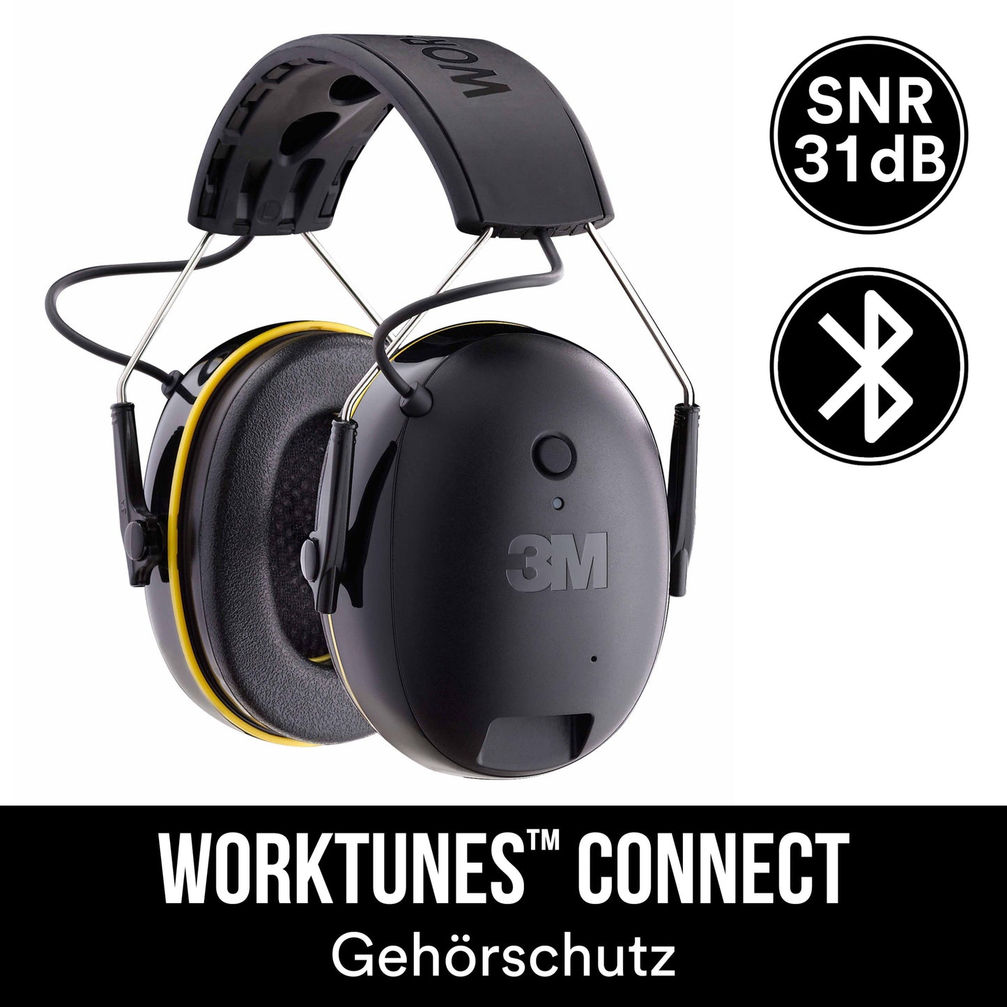 3M™ WorkTunes™ Connect Kapselgehörschutz 90543E, Bluetooth®, SNR-Wert 31 dB, Schwarz | Packung (1 Stück)