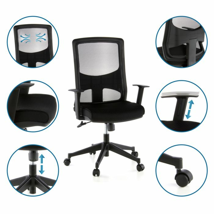 B-lager Hjh Office Lavita faglegur skrifstofustóll, stjórnunarstóll, snúningsstóll, tölvustóll, svartur