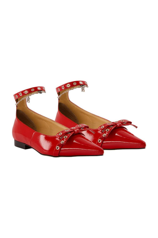 Eyelets Jewel Ballerinas - Ganni - Synthetik - Rot