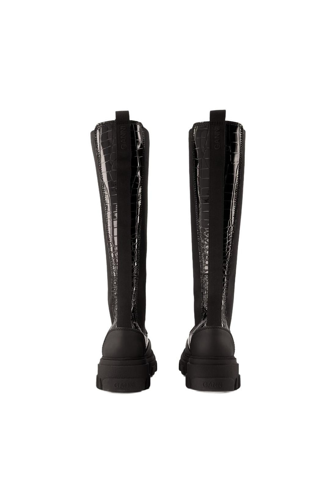 Cleated High Chelsea Stiefel - Ganni - Kunstleder - Schwarz