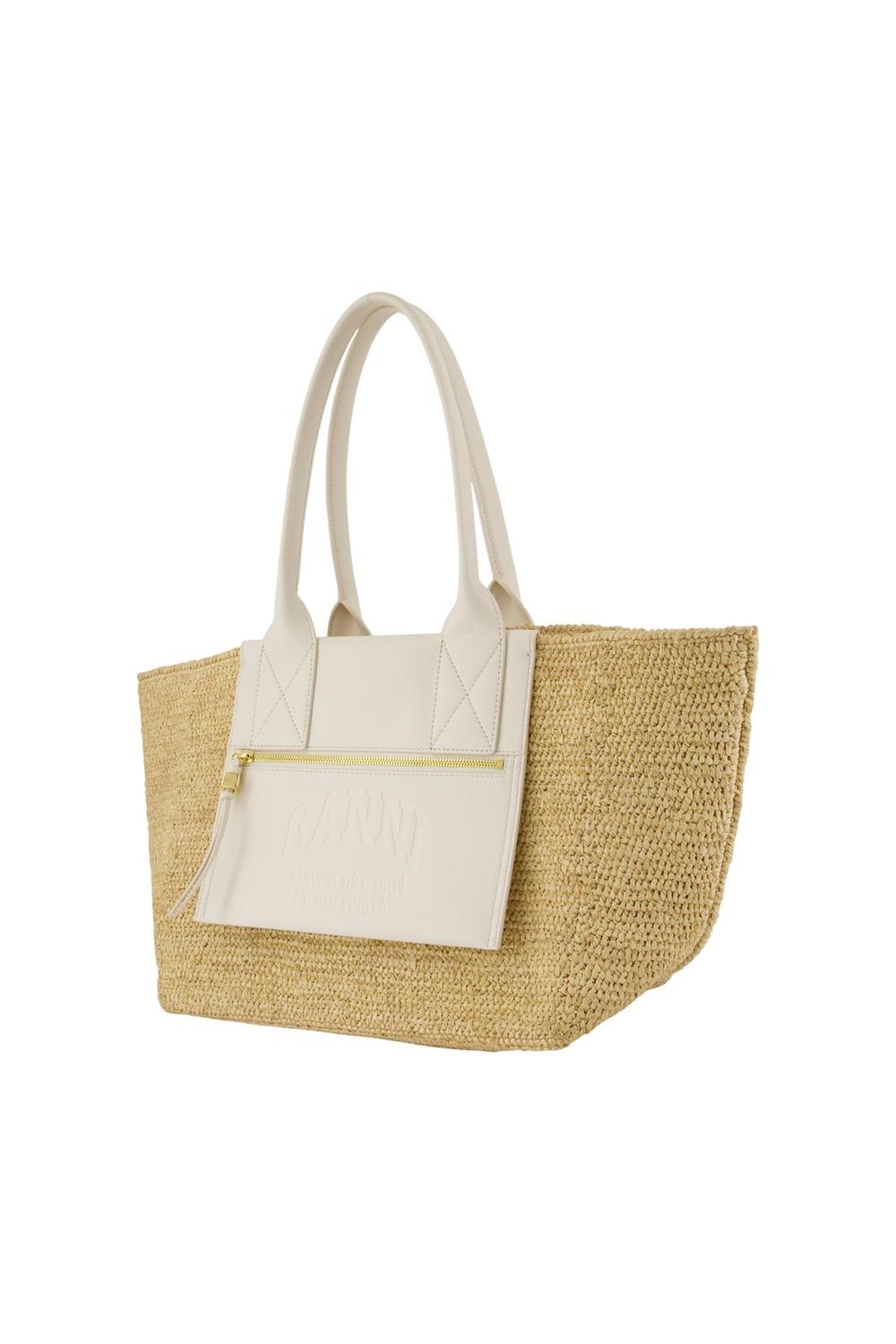 Easy Medium Cabas - Ganni - Raffia - Weiß