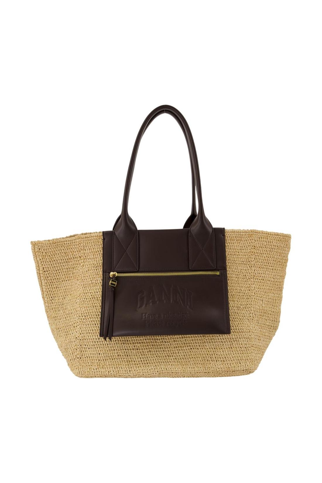 Easy Medium Cabas - Ganni - Raffia - Braun