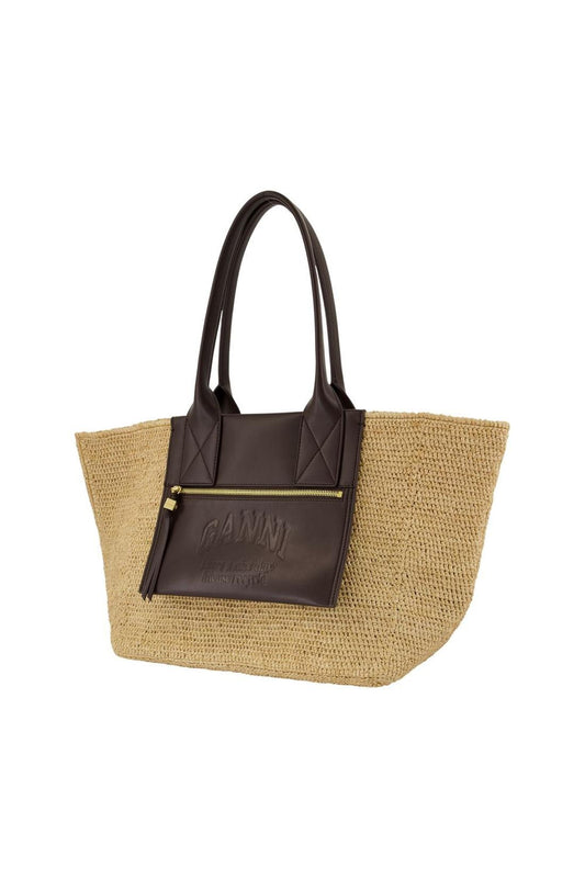 Easy Medium Cabas - Ganni - Raffia - Braun