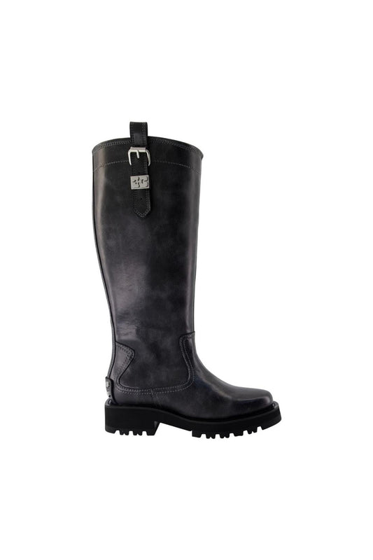 Vintage Studs Stiefel - Ganni - Leder - Grau