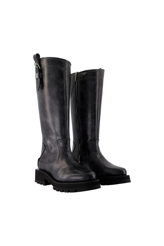 Vintage Studs Stiefel - Ganni - Leder - Grau