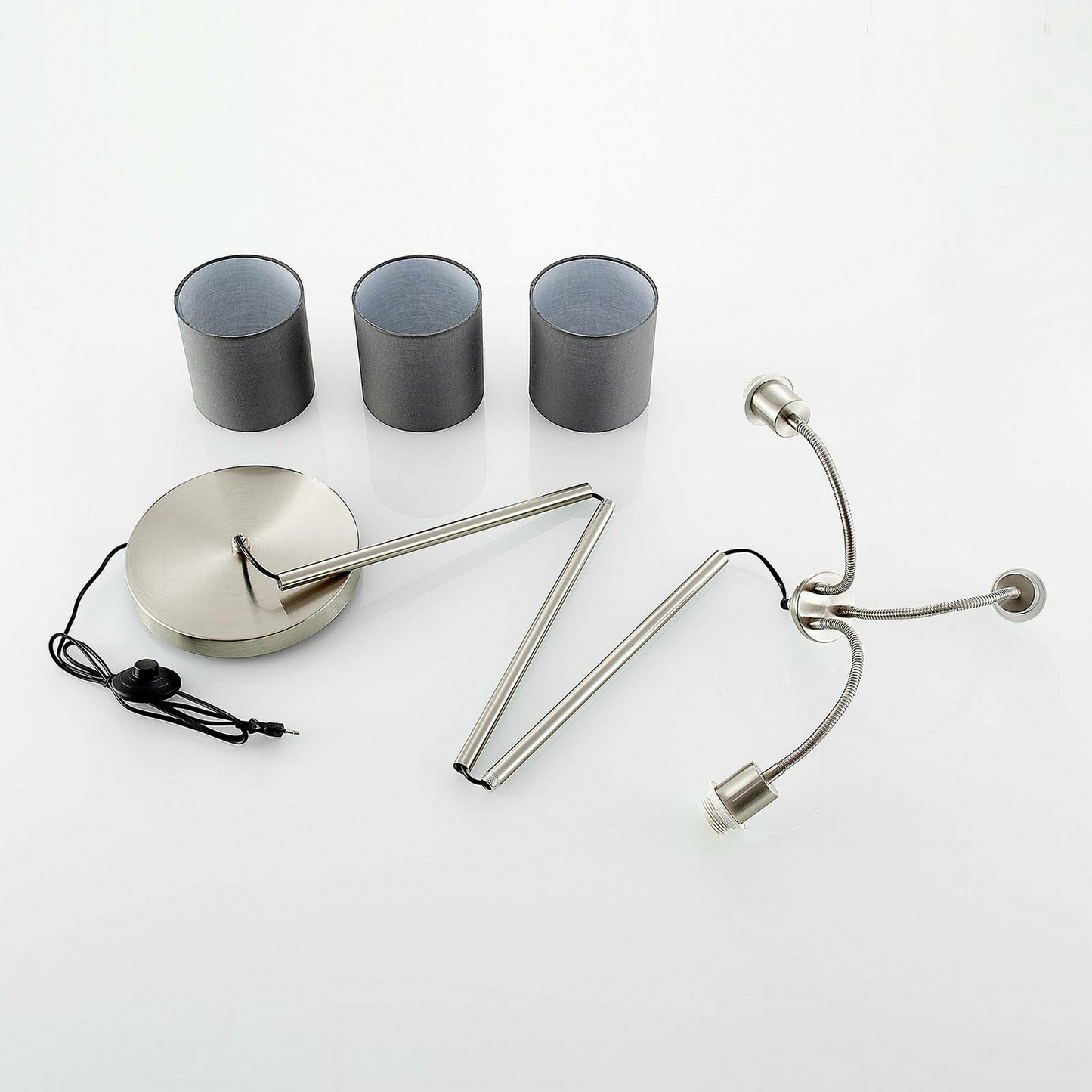 B-Ware Lindby Manu Stehlampe Stehleuchte Lampe Wohnzimmerlampe Dreiflammig E27 Grau 2