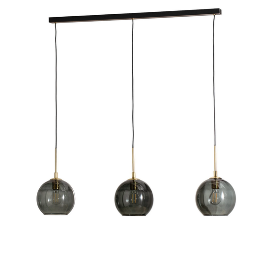 B-flokks Argon Dulce hengilampi, reykgrár/svartur, gler, 3 ljós