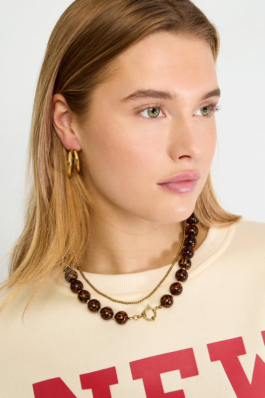 Halsketten mit Acrylperlen, Retro-Stil, klassische Serie, Damenschmuck, 16 mm