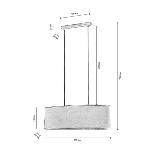 B-stock Euluna hanging light canvas linen shade hanging light lamp ceiling lamp 80 cm E27 