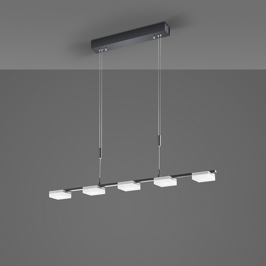 Bopp Plus Quad LED hengilampi með fimm perum, svart/ál, lampi