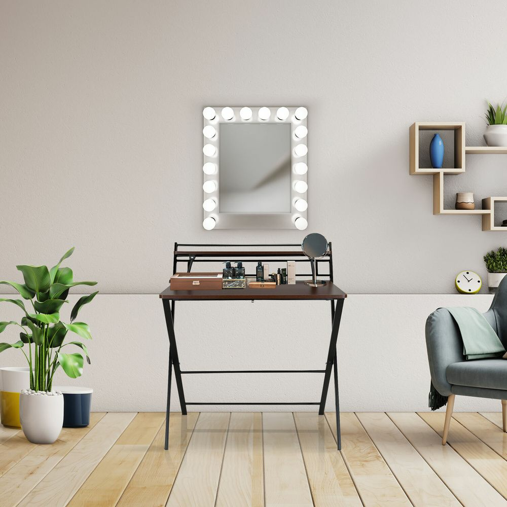 B-grade Hjh Office desk Easy Clap 92 x 84 walnut folding table work table