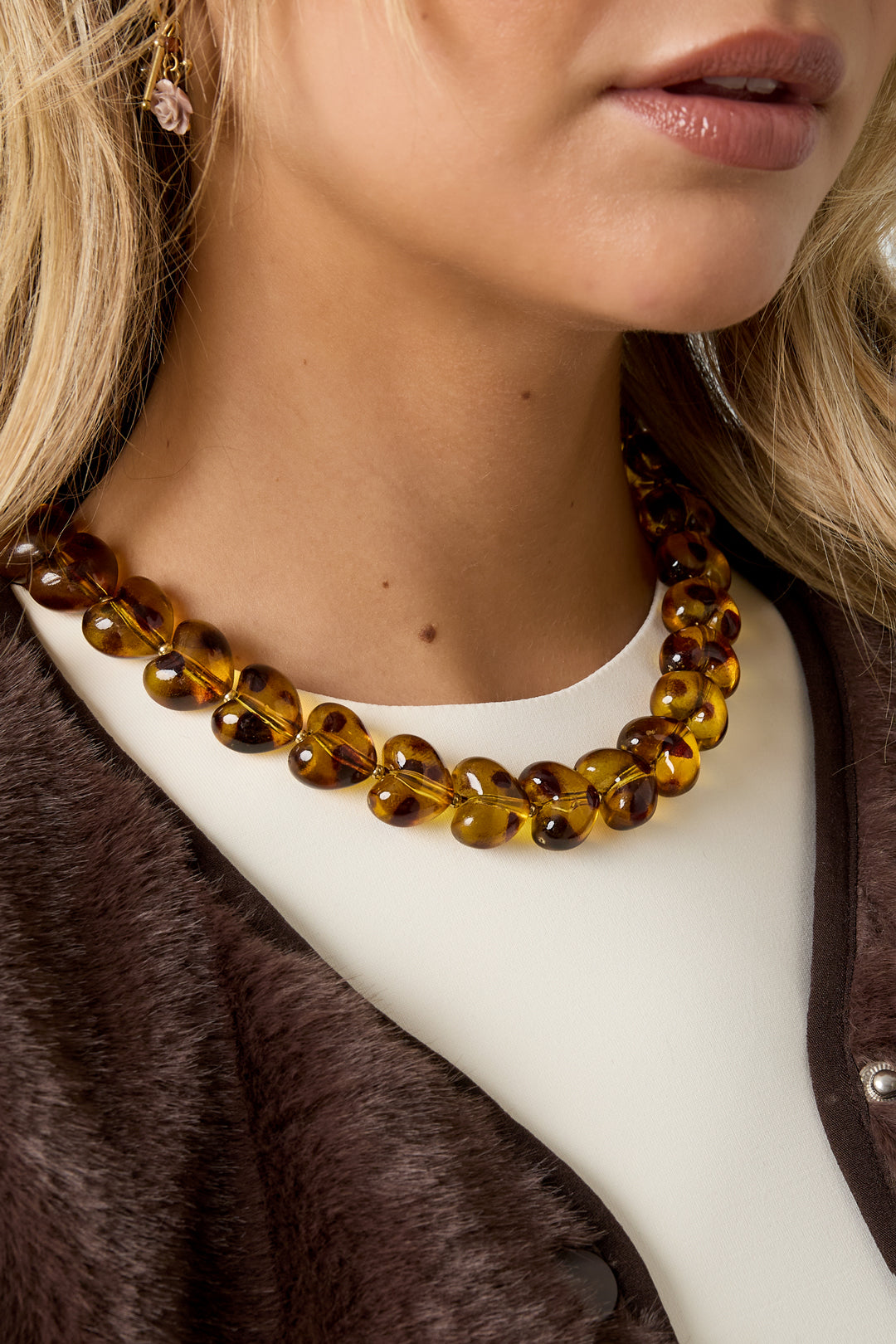 Acrylperlen-Halsketten mit Leopardenmuster, Retro-Stil, für den täglichen Gebrauch, klassische Serie, Damenschmuck