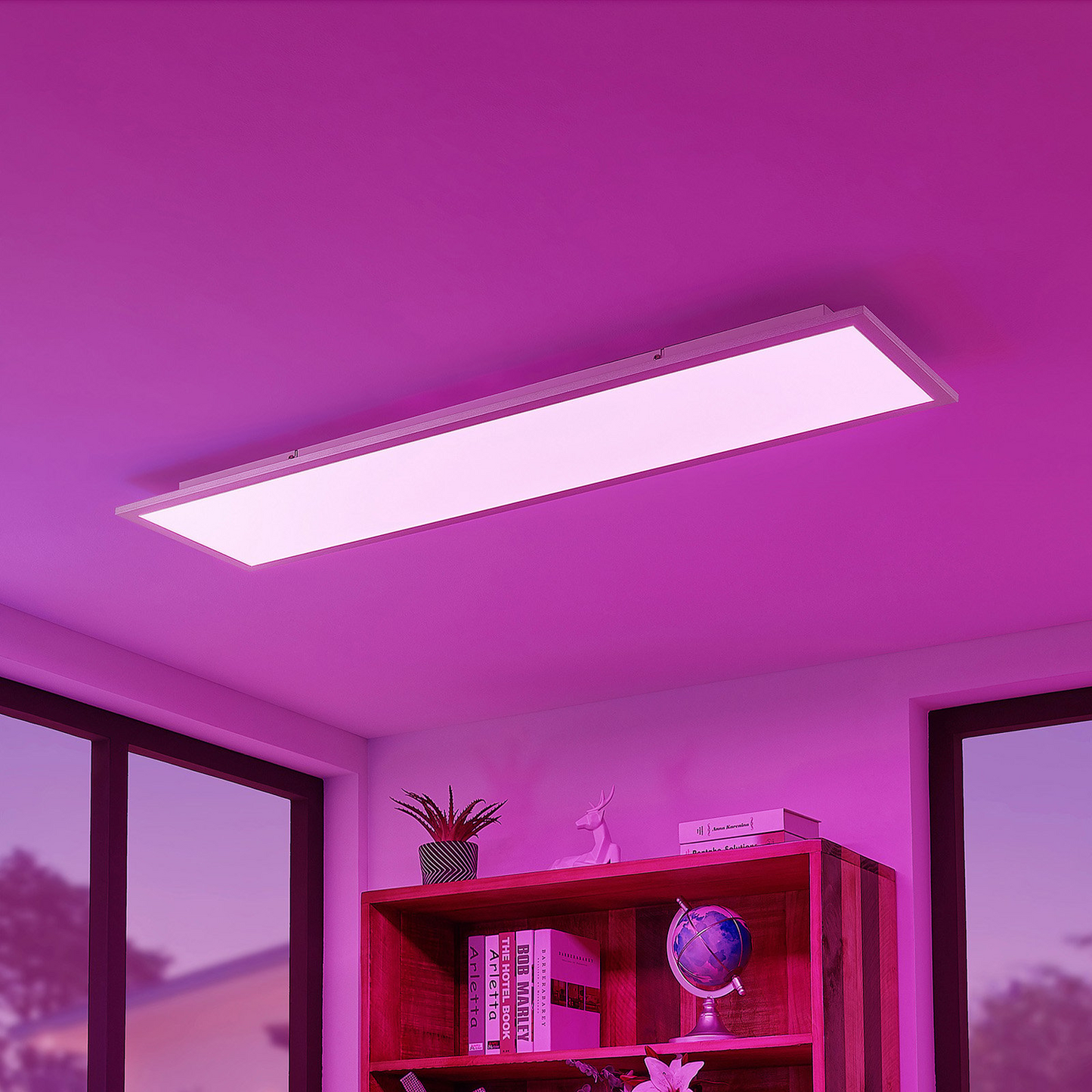 B-grade Lindby Kjetil LED ceiling panel, ceiling light, ceiling lamp, lamp app RGB 120x30cm 