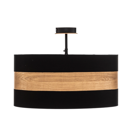 Loftljós Terra úr tré og efni, svart, í B-flokki. Loftlampi, ljós, kastari.